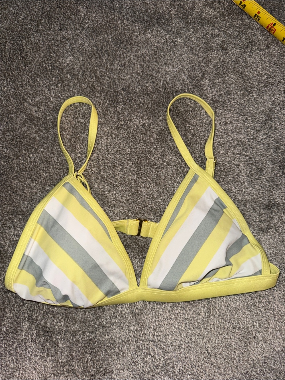 Yellow Striped Triangle Bikini Top